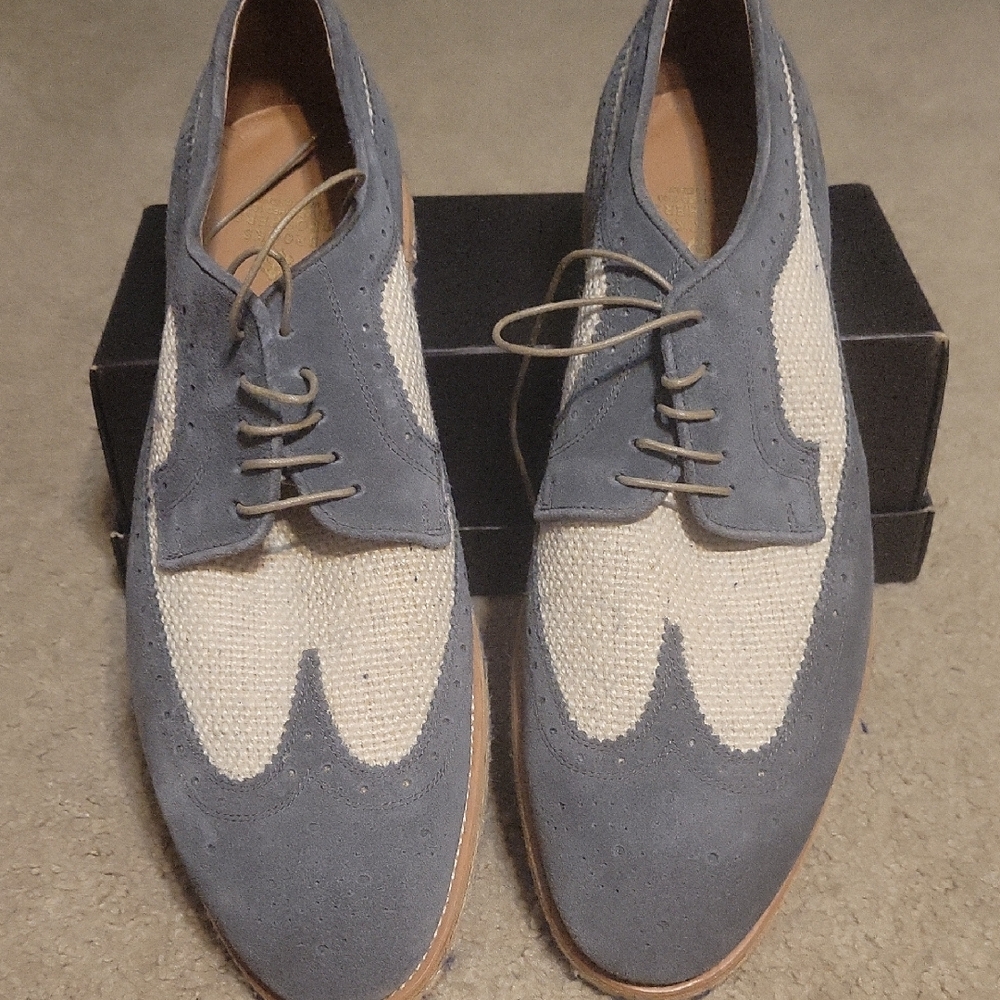 Brooks Brothers Blue and Cream Wingtip Oxfords